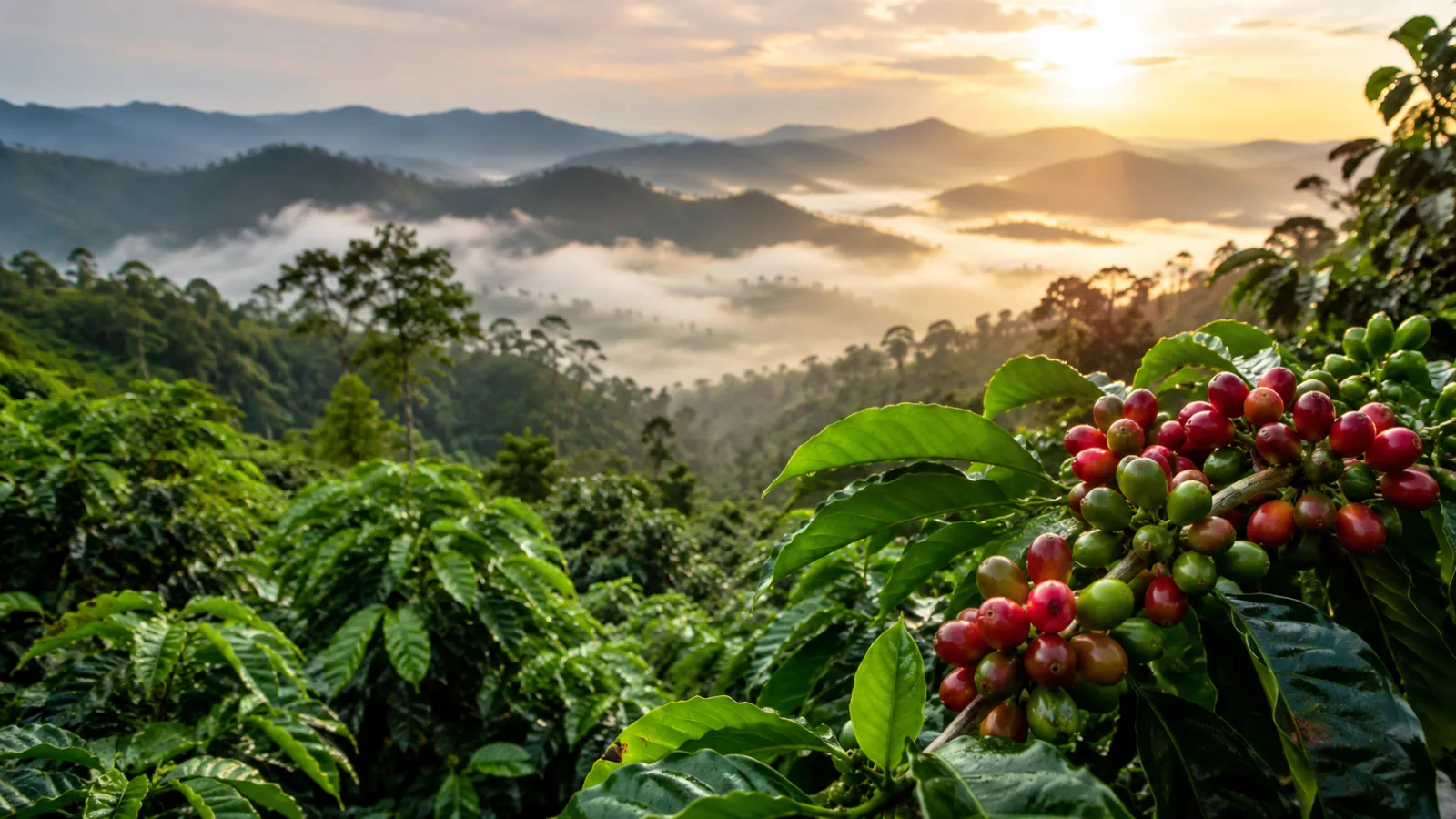 High-altitude Gayo Arabica coffee plantation in Aceh Indonesia